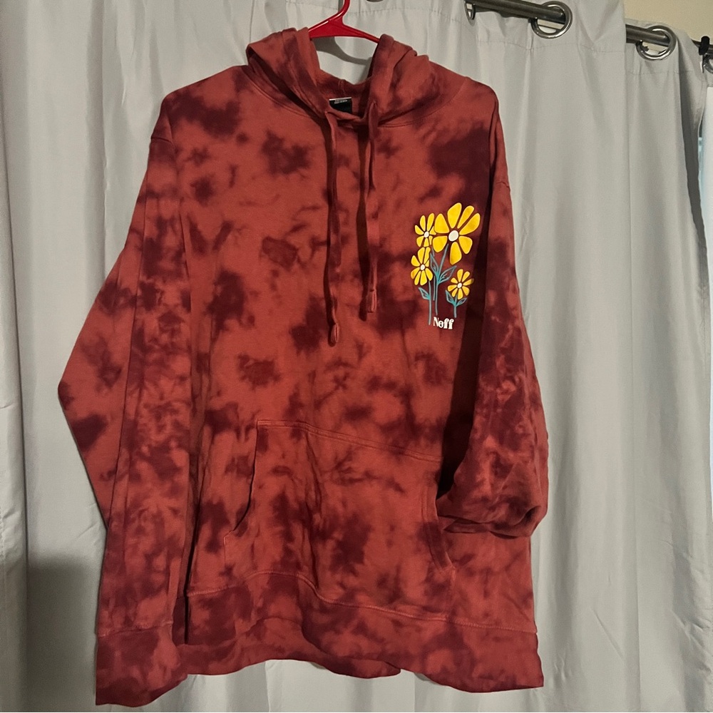 Neff rust color Tie Dye hoodie with flowers